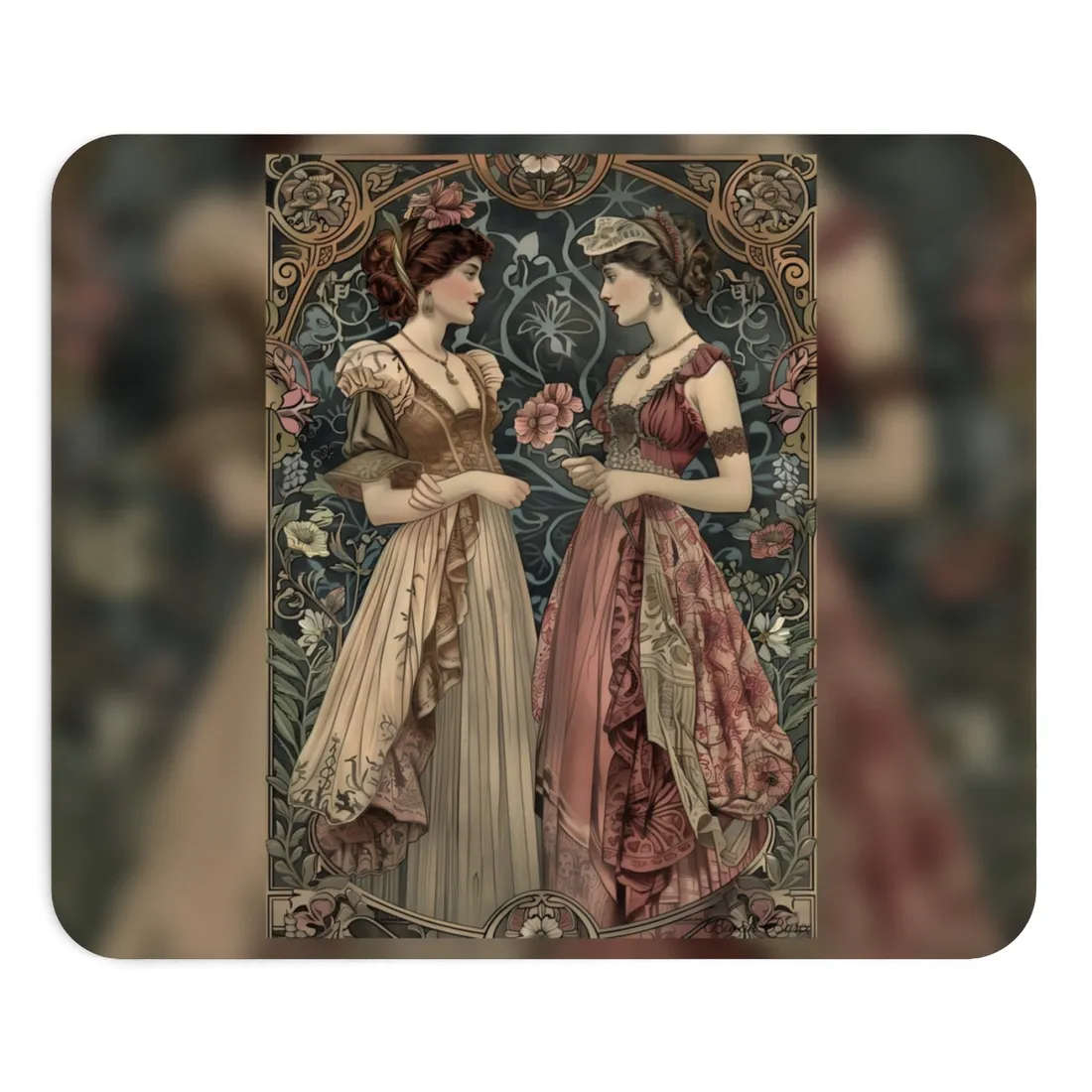 Women in Ornate Attire: Formal Primrose Ceremony - Mouse Pad