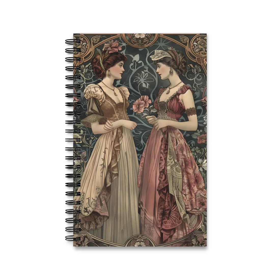 Women in Ornate Attire: Formal Primrose Ceremony - Spiral Notebook