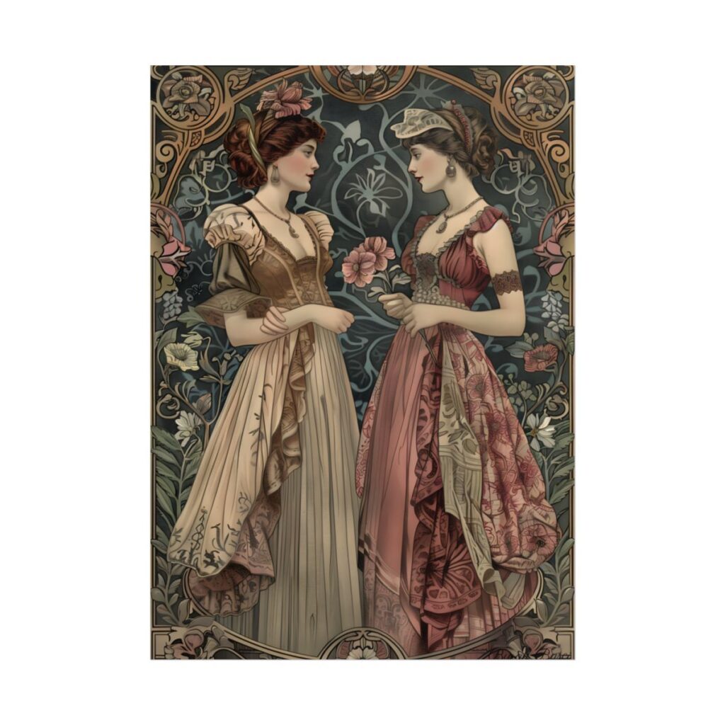 Women in Ornate Attire: Formal Primrose Ceremony - Poster