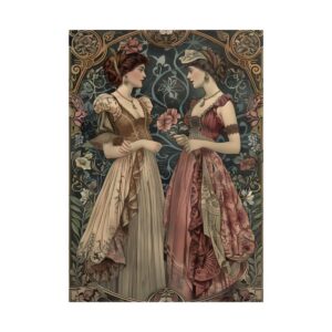 Two Women in Victorian Dresses Poster