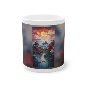 Pagoda by Lake at Sunset Mug