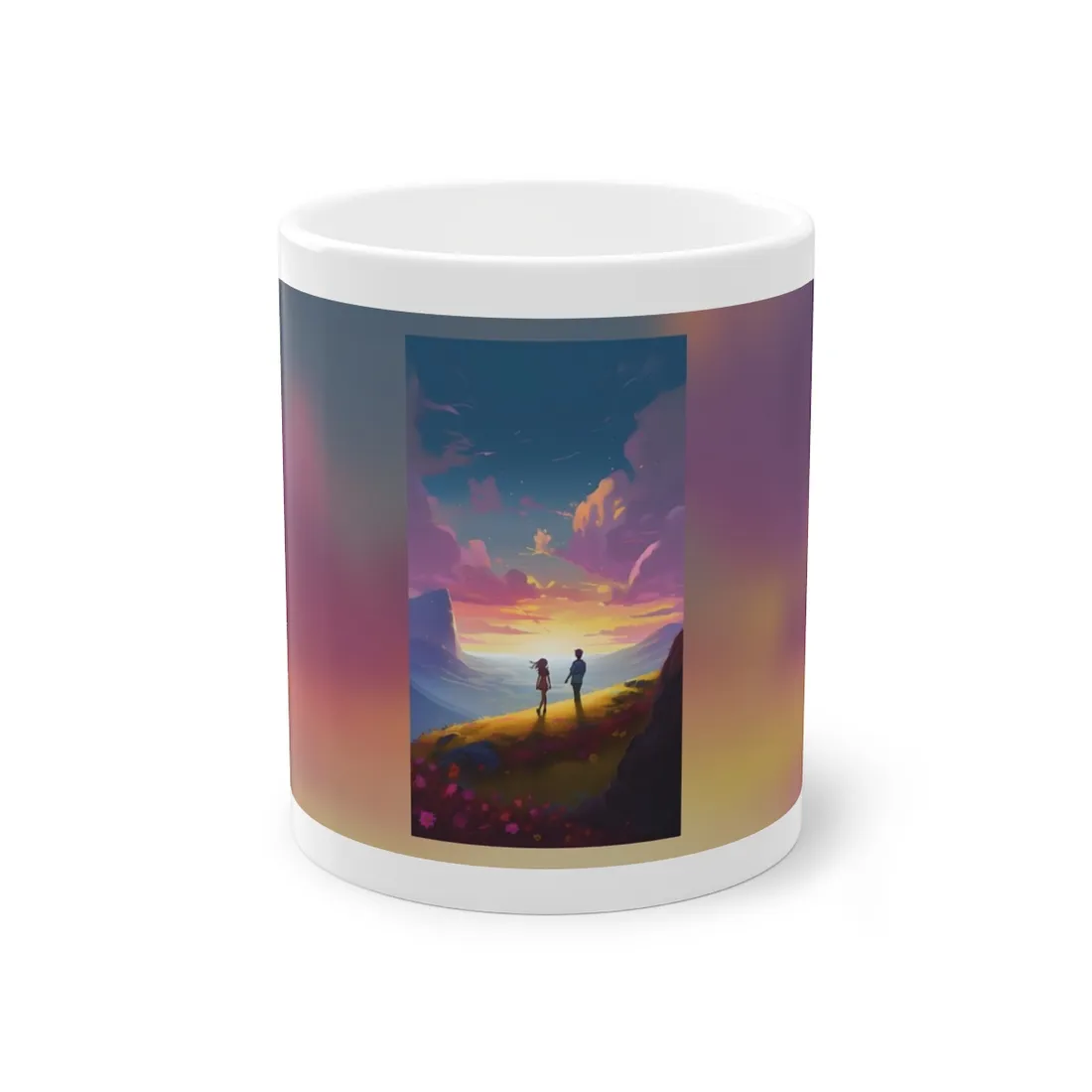 Young Love in a Cloudy Meadow: A Heartwarming - Mug