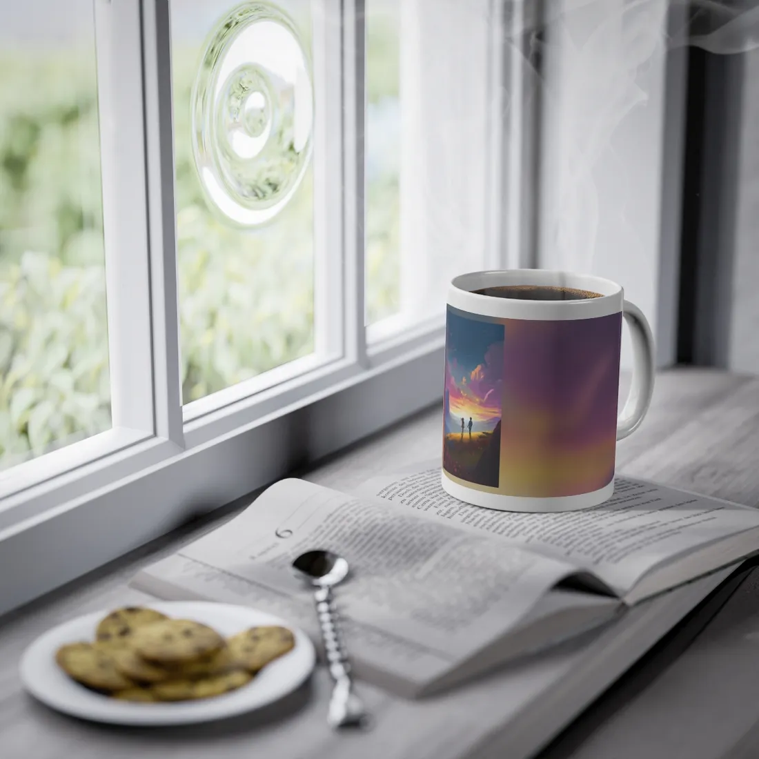 Young Love in a Cloudy Meadow: A Heartwarming - Mug
