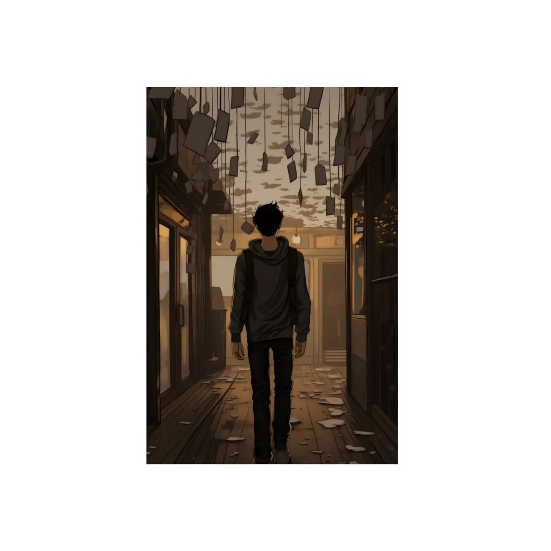 Young Man in the Urban Alley: Moody Street Scene - Metal Poster