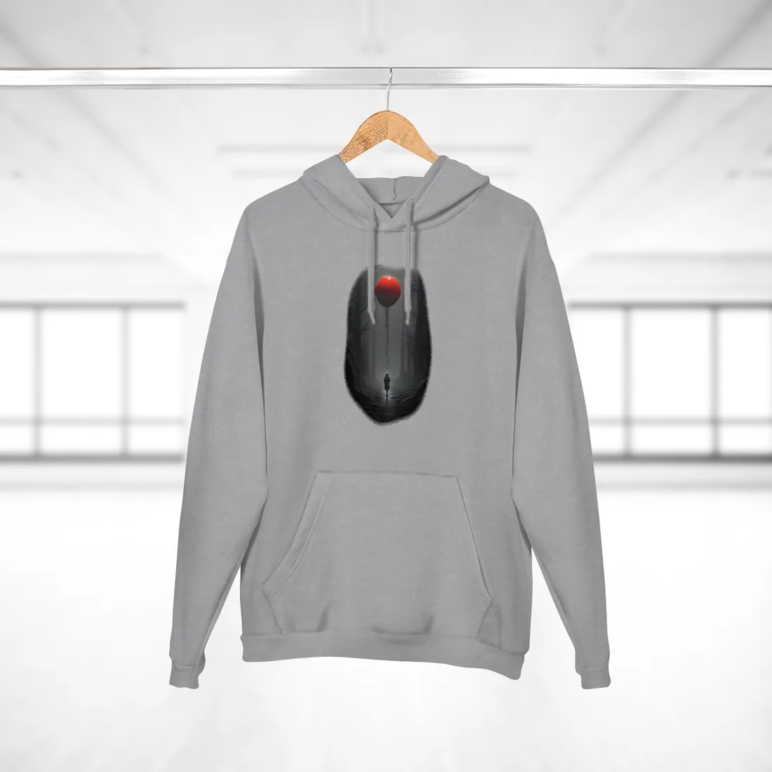 Youthful Moment: A Young Man in Nature's Outdoors Hoodie - Hoodie (Heather Grey)