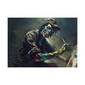 Zombie Painter on Canvas Poster