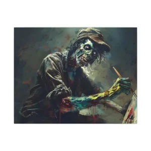Zombie Painter on Canvas Canvas Print