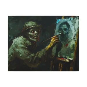 Zombie Painting a Portrait Canvas Print