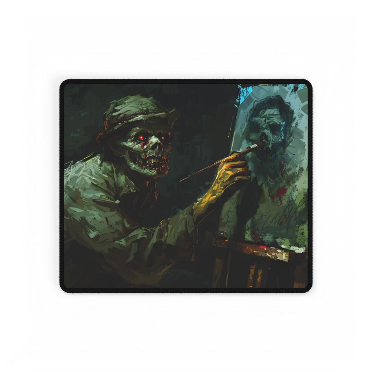 Zombie Painter in Action: Original Digital Art Piece - Desk Mat