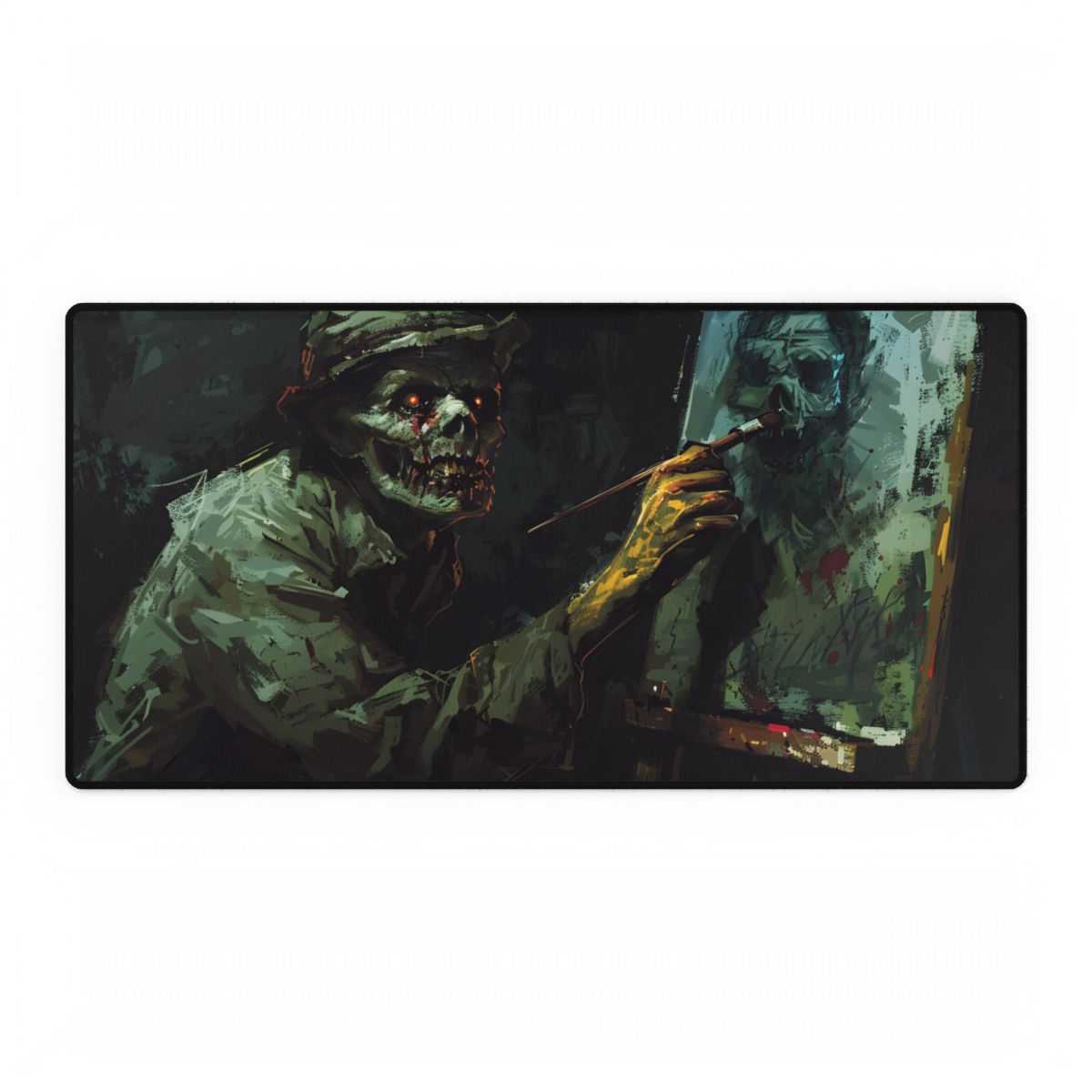 Zombie Painter in Action: Original Digital Art Piece - Desk Mat
