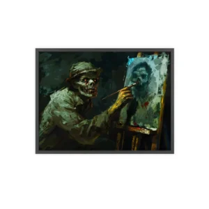 Zombie Painting a Portrait Framed Poster