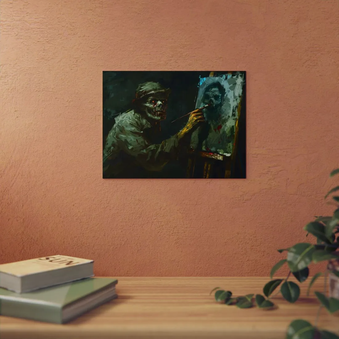 Zombie Painter in Action: Original Digital Art Piece - Metal Poster