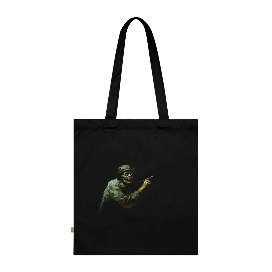 Zombie Painter in Action: Original Digital Art Piece - Tote Bag (Black)